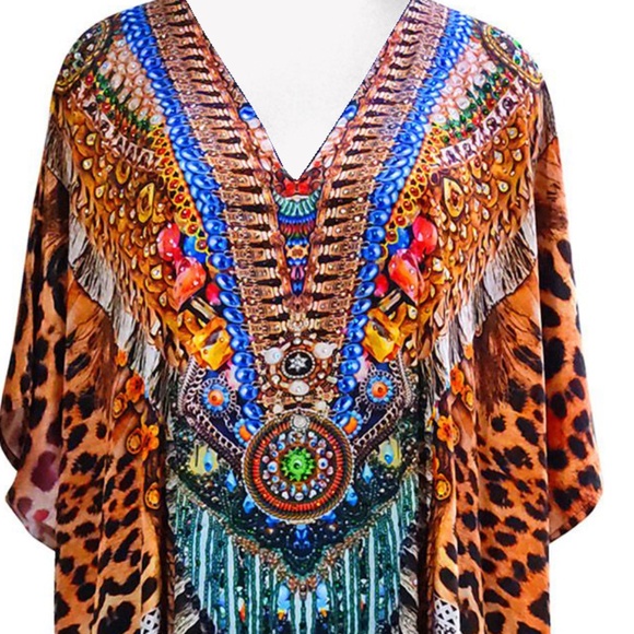 Animal Print Kaftan Dress Upto 70% OFF Designer Kaftans - Picture 4 of 4
